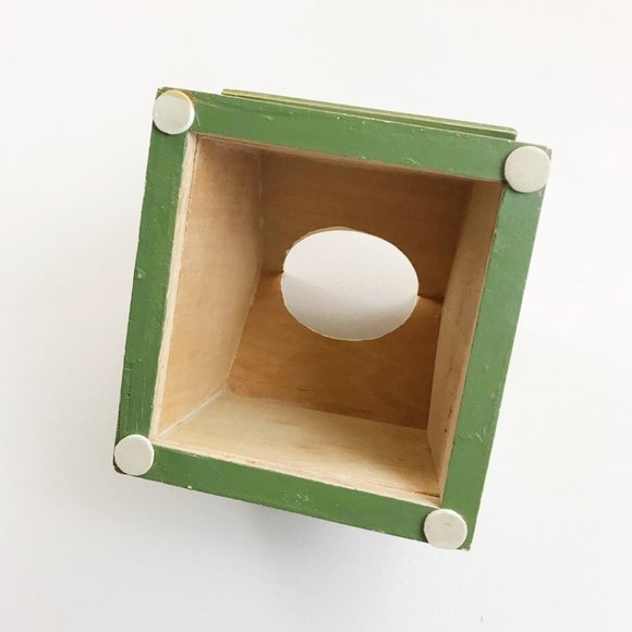 VINTAGE Cozy Cottagecore Tissue Box Hand Painted Orchard Path Field Of Flowers - Picture 11 of 11